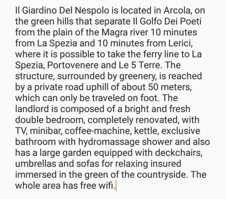 Hotel Il Giardino Del Nespolo à Arcola Extérieur photo